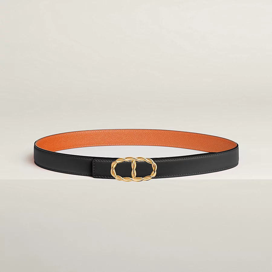 Maillon Torsade belt buckle & Reversible leather strap 24 mm - Image 1